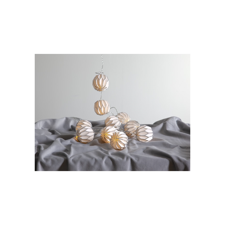 Eglo - LED-Weihnachtslichterkette 10xLED/3xAA 2,75m weiß/silbern