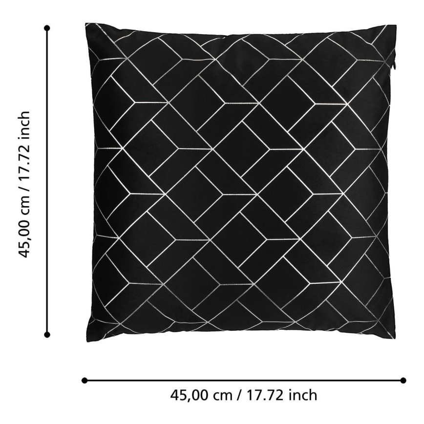 Eglo - Dekoratives Kissen 45x45 cm schwarz/silbern