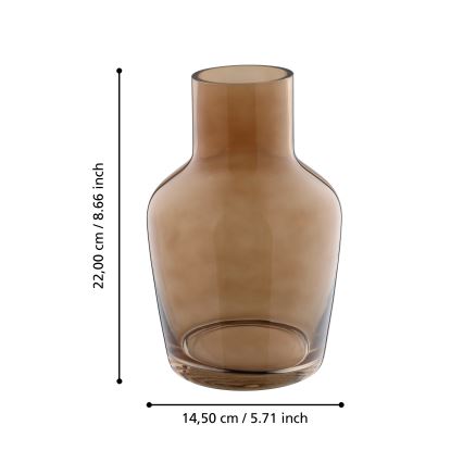 Eglo 421221 - Glasvase SIRANANA 22 x 14,5 cm braun/rauchfarben