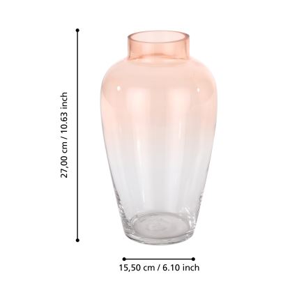 Eglo 421357 - Glasvase KENYASI 27x15,5 cm rosa