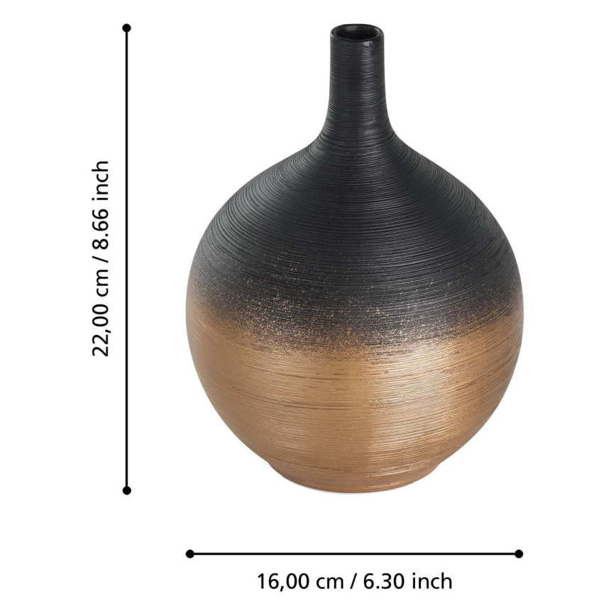 Eglo - Keramik-Vase 22x16 cm schwarz/golden