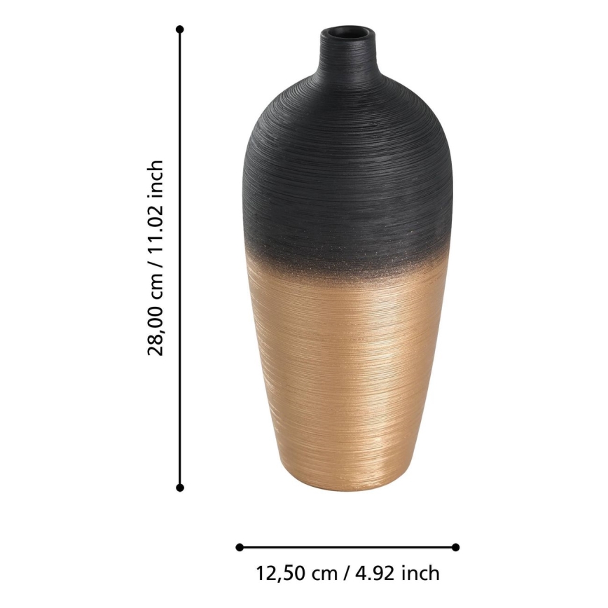 Eglo - Keramik-Vase 28x12,5 cm schwarz/golden