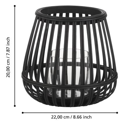 Eglo - Kerzenhalter 20x22 cm schwarz/Bambus