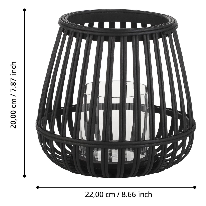 Eglo - Kerzenhalter 20x22 cm schwarz/Bambus