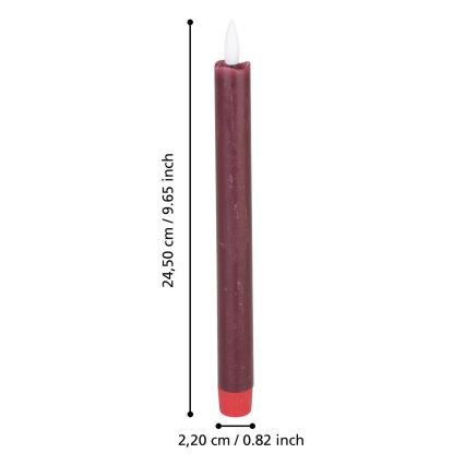 Eglo - SET 2x LED-Kerze LED/1xAAA 24,5 cm rot