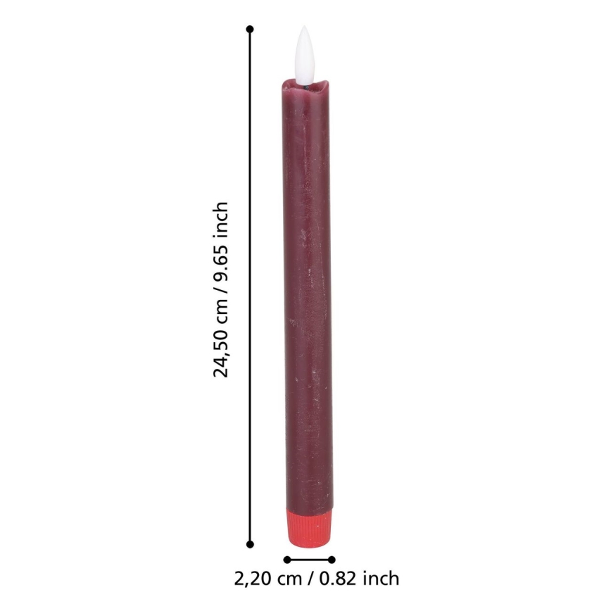 Eglo - SET 2x LED-Kerze LED/1xAAA 24,5 cm rot