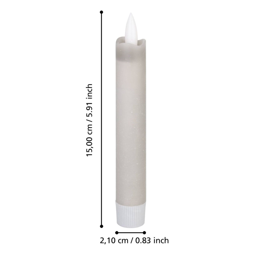 Eglo 422223 - SET 2x LED-Kerze ANTANABE LED/1xAAA 15 cm grau