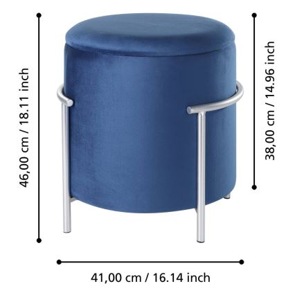 Eglo - Sitzhocker 46x41 cm blau/Chrom