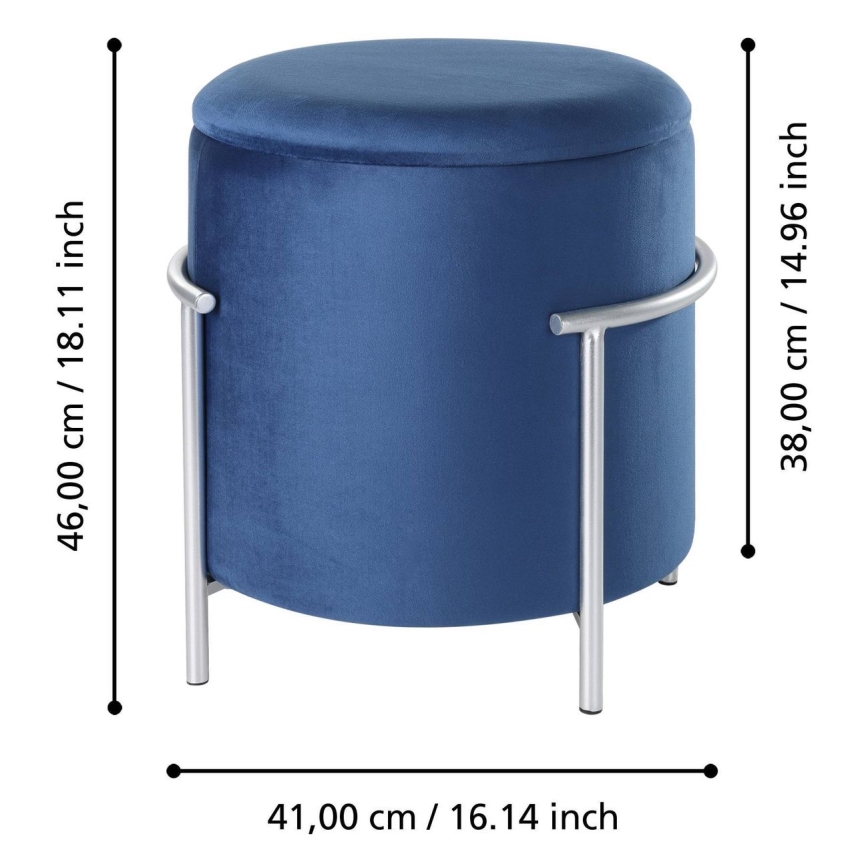 Eglo - Sitzhocker 46x41 cm blau/Chrom