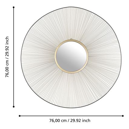 Eglo - Wandspiegel d 76 cm golden/schwarz
