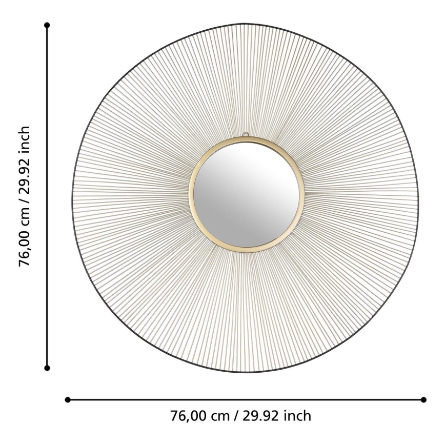 Eglo - Wandspiegel Ø 76 cm in Gold/Schwarz