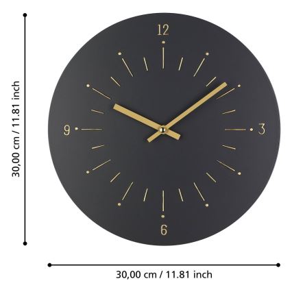 Eglo - Wanduhr 1xAA d 30 cm schwarz