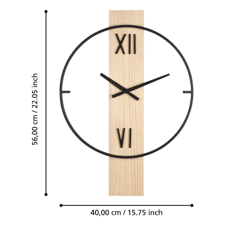 Eglo - Wanduhr 1xAA 56x40 cm Holz/Metall - FSC -zertifiziert