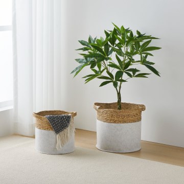 Eglo 426584 - 2er-Set Dekokorb NANAE 30x31 cm weiß/beige