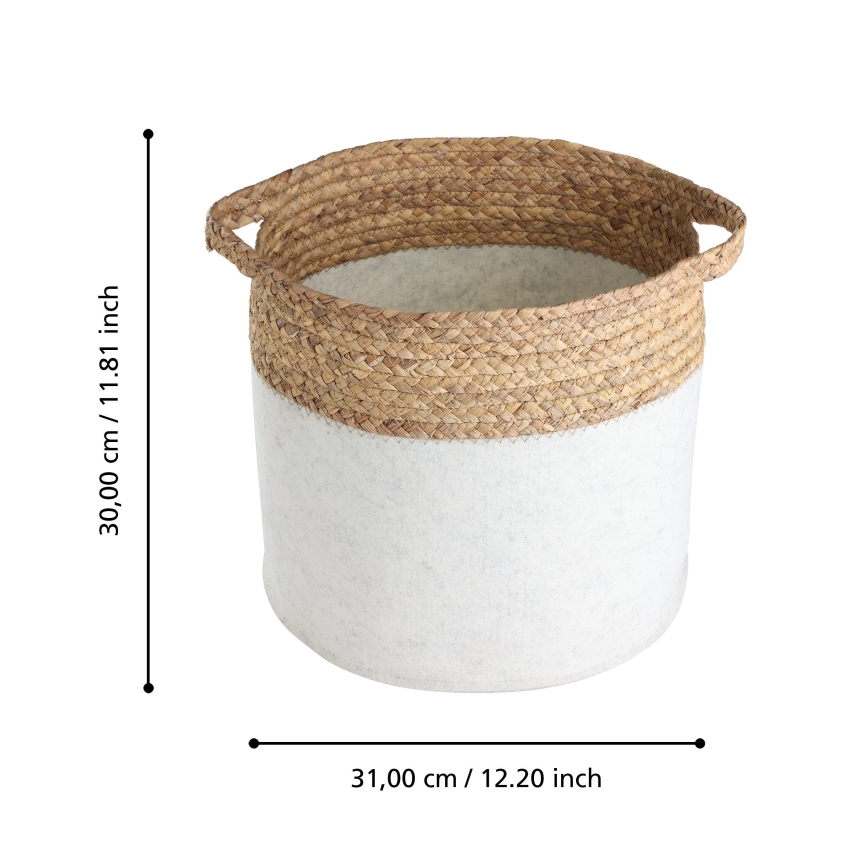 Eglo 426584 - 2er-Set Dekokorb NANAE 30x31 cm weiß/beige
