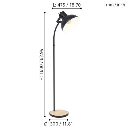 Eglo - Stehlampe 1xE27/28W/230V