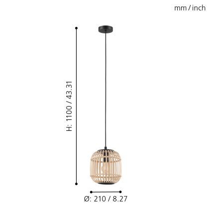 Eglo 43231 - Kronleuchter auf Schnur BORDESLEY 1xE27/28W/230V Durchmesser 210mm