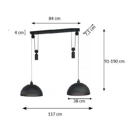 Eglo - Kronleuchter an Schnur 2xE27/40W/230V
