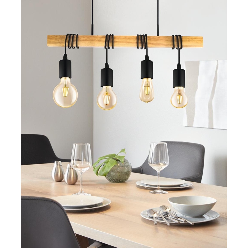 Eglo - Hängeleuchte an Schnur TOWNSHEND 4xE27/60W/230V - FSC-zertifiziert