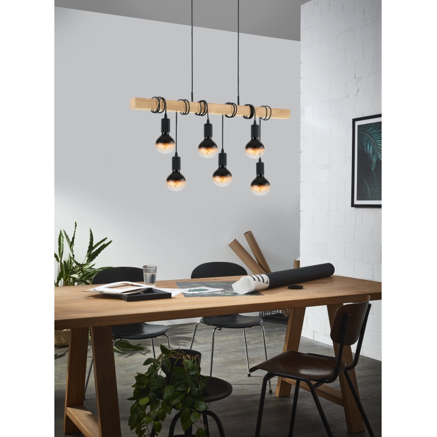 Eglo - Hängeleuchte an Schnur TOWNSHEND 6xE27/60W/230V - FSC-zertifiziert