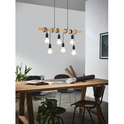 Eglo - Hängeleuchte an Schnur TOWNSHEND 6xE27/60W/230V - FSC-zertifiziert