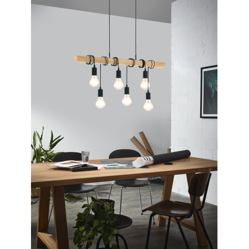 Eglo - Hängeleuchte an Schnur TOWNSHEND 6xE27/60W/230V - FSC-zertifiziert