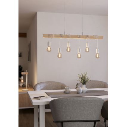 Eglo - Hängeleuchte an Schnur TOWNSHEND 6xE27/60W/230V - FSC-zertifiziert