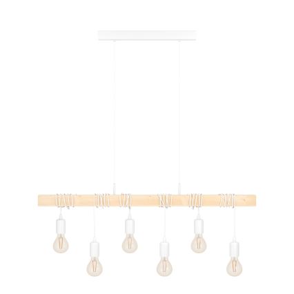 Eglo - Pendelleuchte TOWNSHEND mit Seilaufhängung, 6xE27/60W/230V