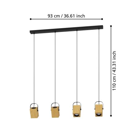 Eglo - LED-Hängeleuchte an Schnur 4xGU10/3W/230V