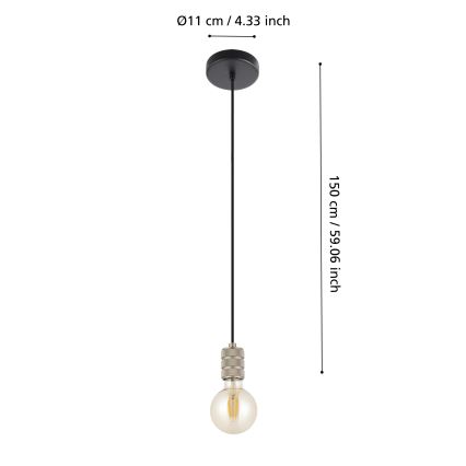 Eglo - Deckenleuchte an Kabel 1xE27/40W/230V Chrom