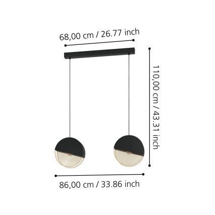 Eglo - Hängeleuchte 2xE27/40W/230V