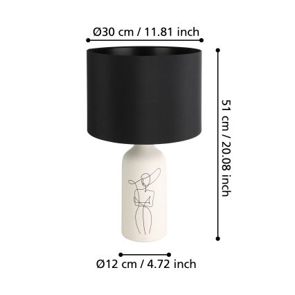 Eglo - Tischlampe 1xE27/40W/230V schwarz/weiß