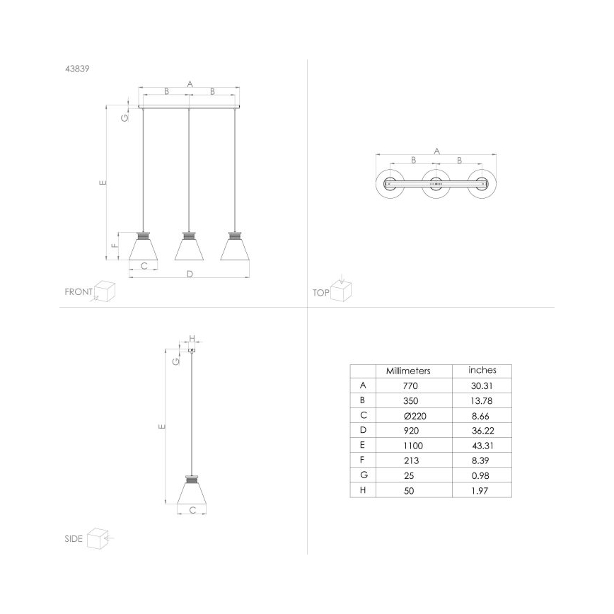 Eglo - Deckenleuchte an Kabel 3xE27/40W/230V