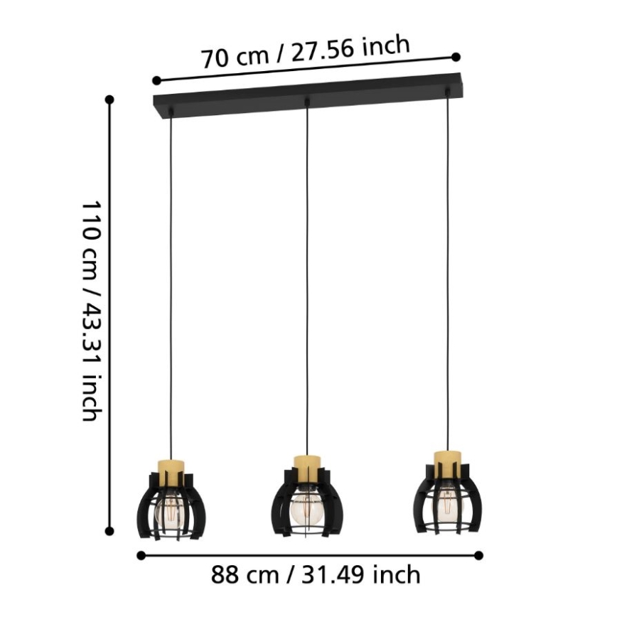 Eglo - Hängeleuchte an Schnur 3xE27/40W/230V