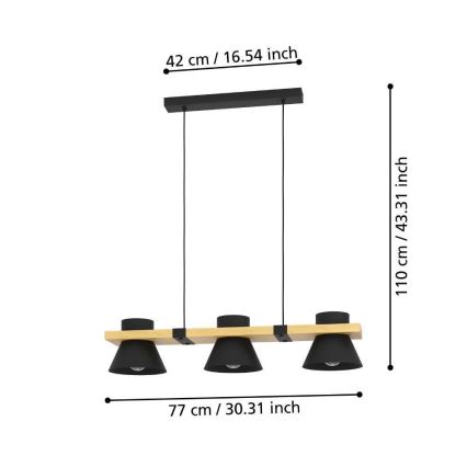 Eglo - Hängeleuchte an Schnur 3xE27/15W/230V