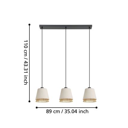 Eglo - Hängeleuchte an Schnur 3xE27/40W/230V