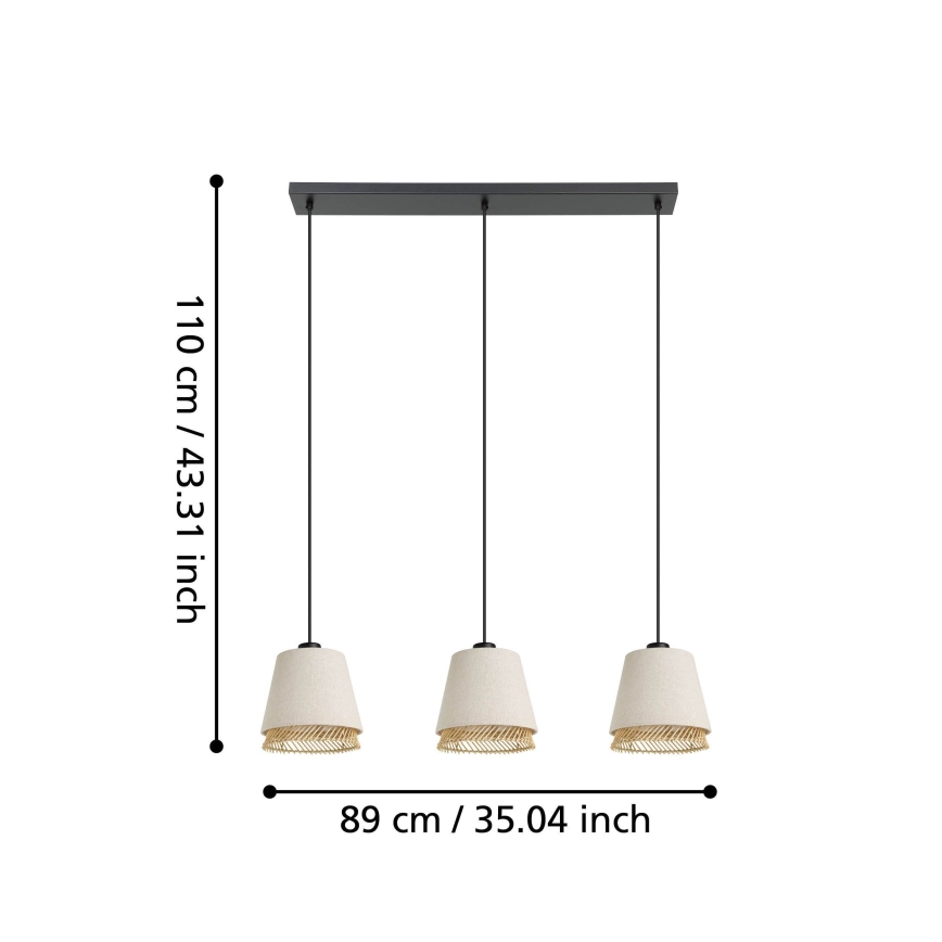 Eglo - Hängeleuchte an Schnur 3xE27/40W/230V