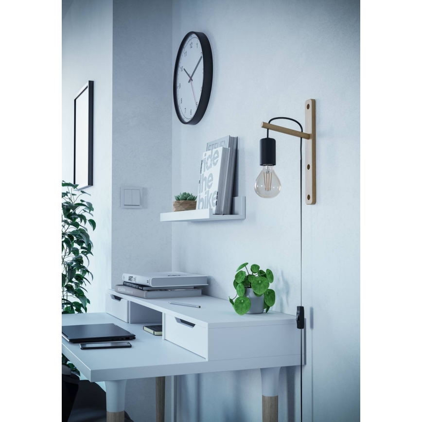 Eglo - Wandleuchte 1xE27/10W/230V Gummibaum braun/schwarz