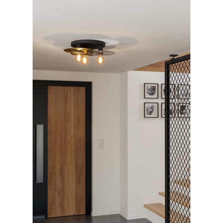 Eglo - Deckenleuchte 3xE27/40W/230V golden/schwarz