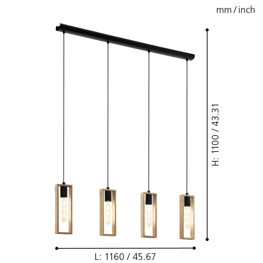 Eglo - Hängeleuchte an Schnur 4xE27/60W/230V - FSC-zertifiziert