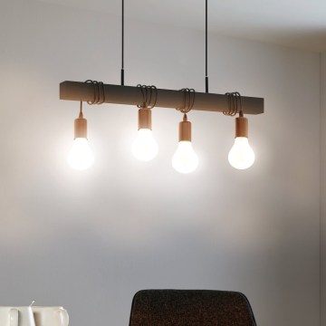 Eglo 44061 - Pendelleuchte mit Kabel TOWNSHEND 4xE27/40W/230V schwarz
