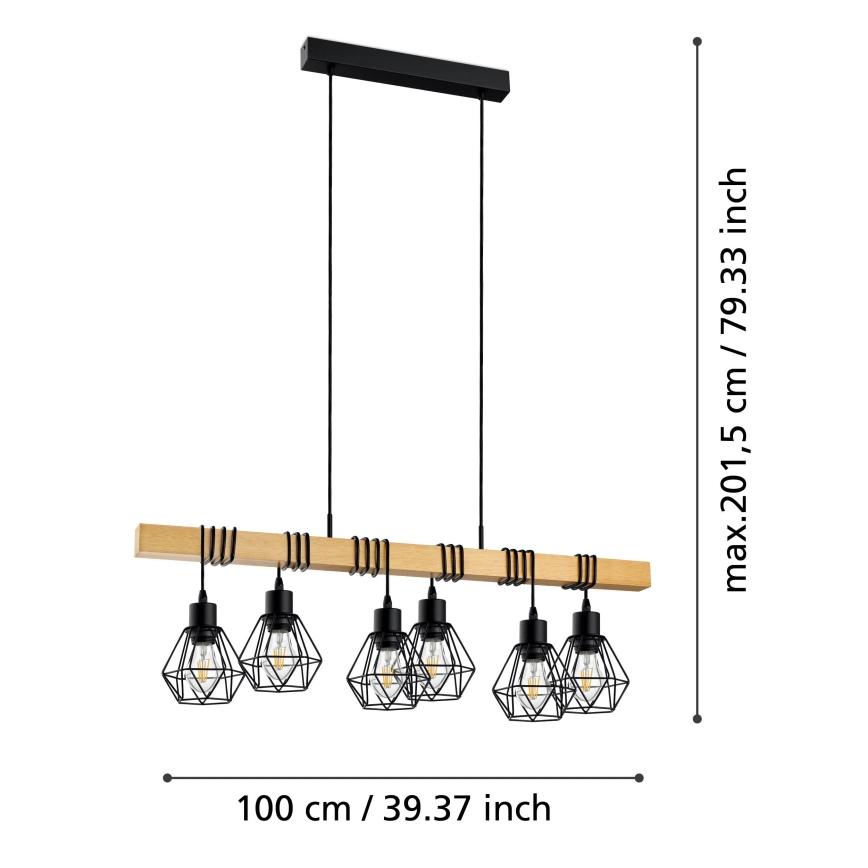 Eglo - Hängeleuchte TOWNSHEND 6xE27/60W/230V