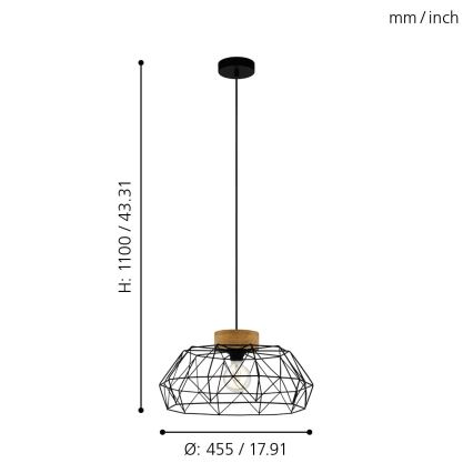 Eglo - Hängeleuchte an Schnur 1xE27/60W/230V - FSC-zertifiziert