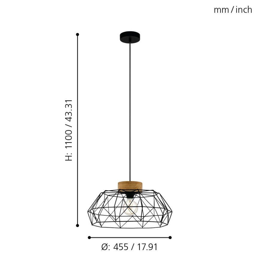 Eglo - Hängeleuchte an Schnur 1xE27/60W/230V - FSC-zertifiziert