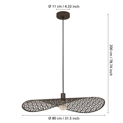 Eglo - Hängeleuchte an Kabel 1xE27/60W/230V Ø 80 cm bronzefarben