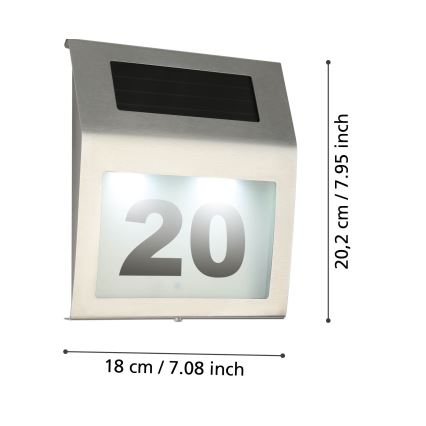Eglo 48875 - LED-Solar-Hausnummer LED/1,2W/1,2V IP44 mattes Chrom