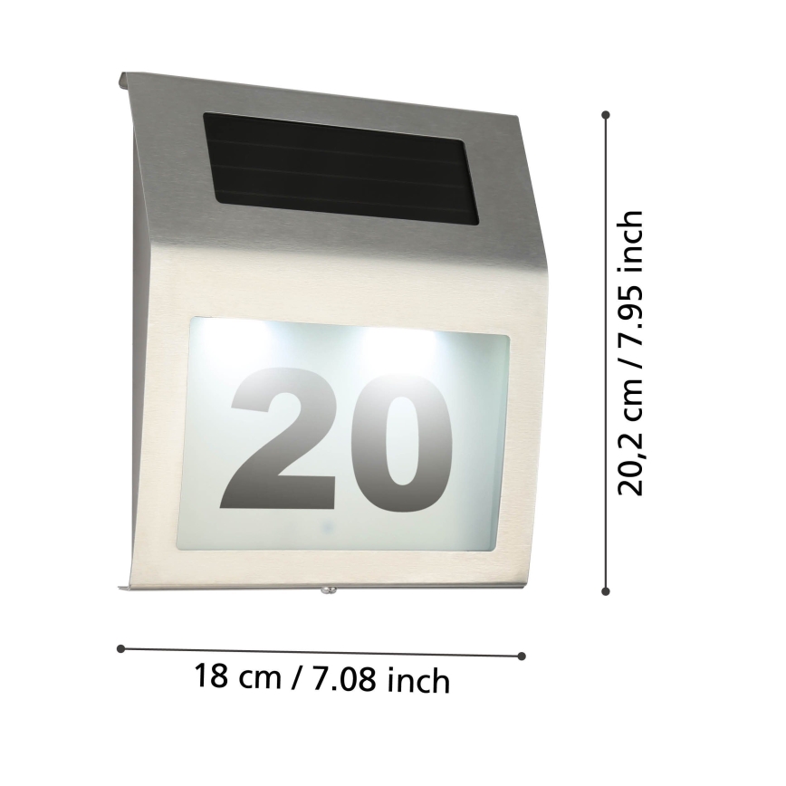 Eglo 48875 - LED-Solar-Hausnummer LED/1,2W/1,2V IP44 mattes Chrom