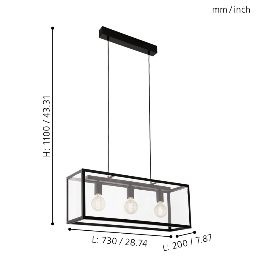 Eglo - Hängeleuchte 3xE27/60W/230V