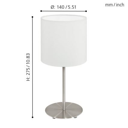 Eglo 54744 - Tischleuchte ANADIA 1xE14/40W/230V weiß/matt Chrom