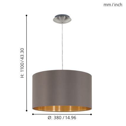 Eglo 55269 - Hängeleuchte MASERLO 1xE27/60W/230V braun